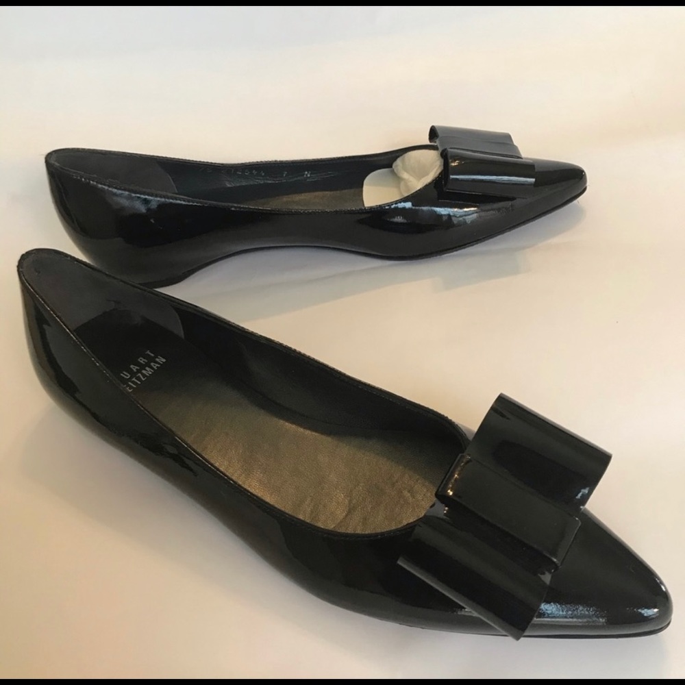 Nwot Stuart Weizman Black Pointed Toe Flats - Pat… - image 2
